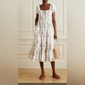 LOVESHACKFANCY Terrence Ruffled Floral-print Cotton-poplin Midi Dress XS